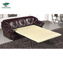 Leisure Style Wooden Frame Genuine Leather Sleeper Sofa Bed